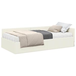 vidaXL Eckbettgestell mit Matratze 2 stk. Creme 80 x 200 cm Samt
