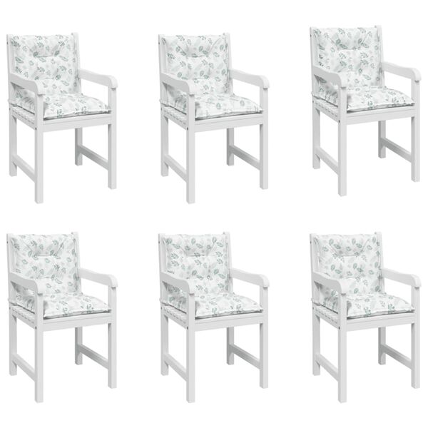 vidaXL Niedriglehner-Auflagen 6 Stk. Blattmuster Stoff