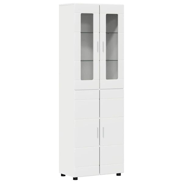 vidaXL Highboard mit Regal FLORIN Wei&szlig; 60 x 35 x 182 cm Holzwerkstoff