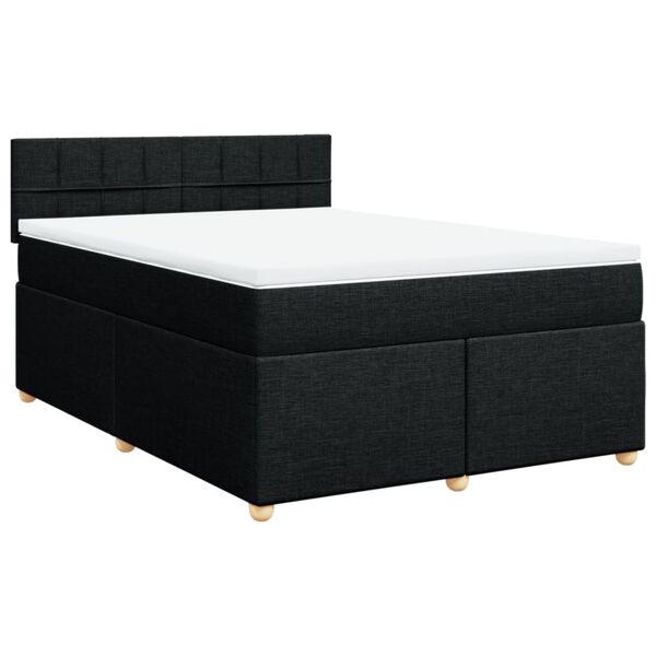 vidaXL Boxspringbett mit Matratze Schwarz 140x200 cm Stoff