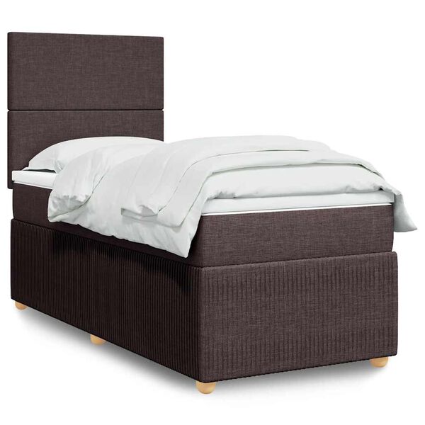 vidaXL Boxspringbett mit Matratze Dunkelbraun 80x200 cm Stoff