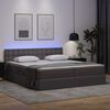 vidaXL Bett mit Stauraum und LED mit LED Grau 200 x 200 cm Kunstleder