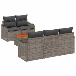 vidaXL Gartensofa-set mit Kissen 6 pcs Grau Poly-Rattan