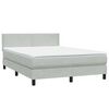 vidaXL Boxspringbett mit Matratze & LED Hellgrau 160x210 cm Samt
