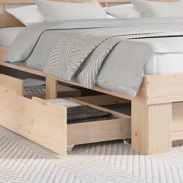 vidaXL Bettrahmen mit Kopfteil Braun 200 x 200 cm Massives Kiefernholz