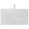 vidaXL Waschbeckenunterschrank mit Einbaubecken Hochglanz-Wei&szlig;