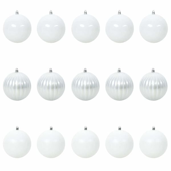 vidaXL Weihnachtskugel-Set 15 pcs Weiß Kunststoff