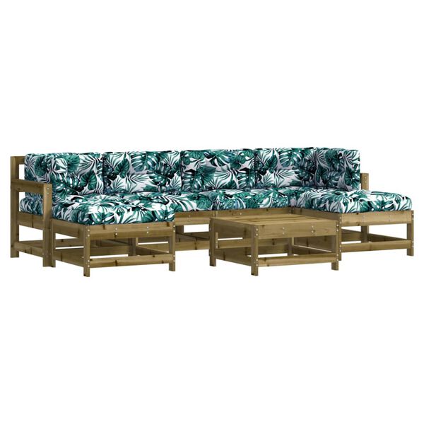 vidaXL 7-tlg. Garten-Lounge-Set mit Kissen Impr&auml;gniertes Kiefernholz