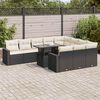 vidaXL 11-tlg. Garten-Sofagarnitur mit Kissen Schwarz Poly Rattan