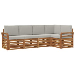 vidaXL Ecksofa Set 5 pcs Nat&uuml;rlich und Hellgrau Massivholz Akazie