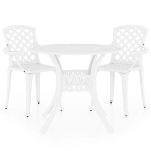 vidaXL 3-tlg. Bistro-Set Aluminiumguss Wei&szlig;