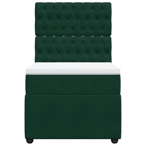 vidaXL Boxspringbett mit Matratze Dunkelgr&uuml;n 90x200 cm Samt