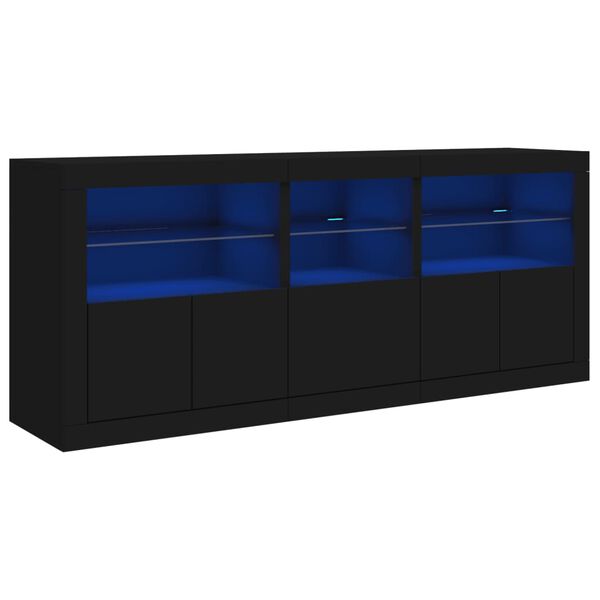 vidaXL Sideboard mit LED-Leuchten Schwarz 162x37x67 cm