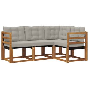vidaXL Outdoor-Sofagarnitur mit Kissen 4 pcs Nat&uuml;rlich und Hellgrau