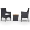 vidaXL 3-tlg. Bistro-Set Poly Rattan und Akazienholz Schwarz