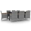 vidaXL 9-tlg. Garten-Essgruppe mit Kissen Poly Rattan und Glas