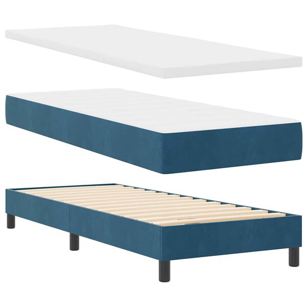 vidaXL Boxspringbett mit Matratze Dunkelblau 200 x 80 cm Samt
