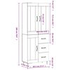 vidaXL Highboard Braun Eichen-Optik 69,5x34x180 cm Holzwerkstoff
