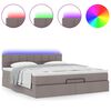 vidaXL Ottoman-Bett mit Matratze & LEDs Taupe 160x200 cm Stoff