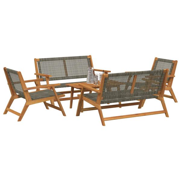 vidaXL Gartenstühle mit Tisch 5 pcs Grau 90 x 45 x 40 cm