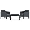 vidaXL 3-tlg. Garten-Lounge-Set mit Kissen PP Rattan Anthrazit