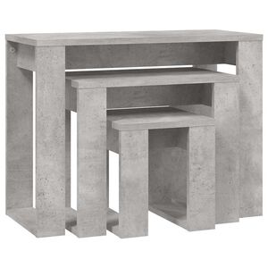 vidaXL Satztische 3-tlg. Betongrau Holzwerkstoff
