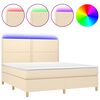 vidaXL Boxspringbett mit Matratze & LED Creme 180x200 cm Stoff