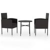 vidaXL 3-tlg. Garten-Essgruppe Poly Rattan Schwarz