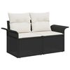 vidaXL Garten-Sofa-Set mit Kissen mit Speicher 7 pcs Schwarz und Creme
