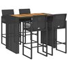 vidaXL 5-tlg. Gartenbar-Set ohne Kissen Schwarz Poly Rattan Akazie