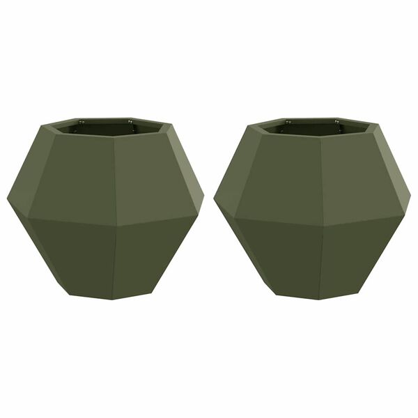 vidaXL Pflanzk&uuml;bel 2 pcs Olive Gr&uuml;n 50 x 50 x 40 cm Stahl