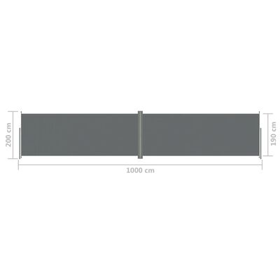 vidaXL Seitenmarkise Ausziehbar Anthrazit 200x1000 cm