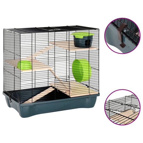vidaXL Hamsterkäfig Grau 58x32x54 cm Polypropylen und Metall