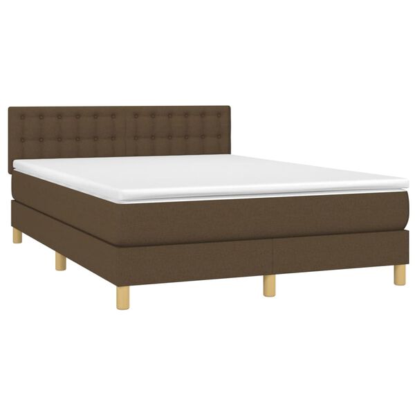 vidaXL Boxspringbett mit Matratze & LED Dunkelbraun 140x200 cm Stoff
