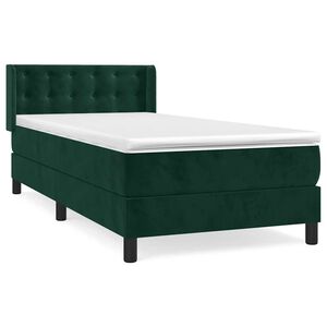 vidaXL Boxspringbett mit Matratze Dunkelgr&uuml;n 100x200 cm Samt
