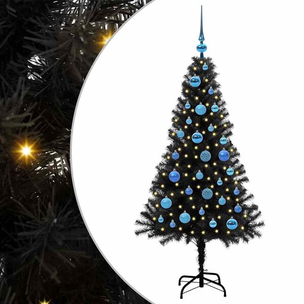 vidaXL Weihnachtsbaum mit 150 LEDs mit St&auml;nder Schwarz 150 cm PVC
