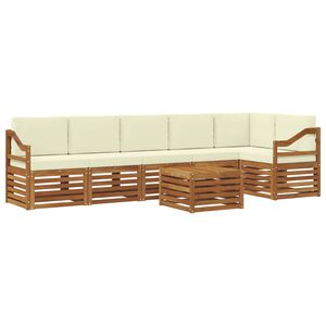 vidaXL Outdoor-Sofagarnitur 7 stk. Natur und Creme Polyester