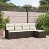 vidaXL Garten-Sofa-Set mit Kissen mit Speicher 5 pcs Braun Poly Rattan