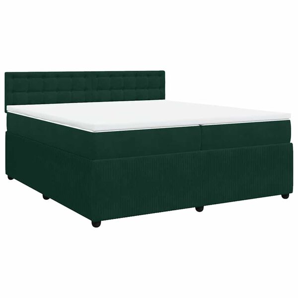 vidaXL Boxspringbett mit Matratze Dunkelgr&uuml;n 200x200 cm Samt