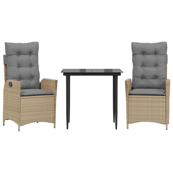 vidaXL 5-tlg. Garten-Essgruppe mit Kissen Beige Poly Rattan