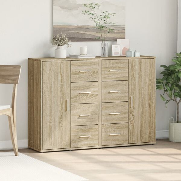 vidaXL Sideboards 2 Stk. Sonoma-Eiche 60x31x84 cm Holzwerkstoff