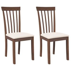 vidaXL Esszimmerst&uuml;hle mit Kissen 2 Stk. Braun Massivholz Gummibaum