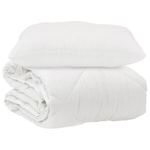 vidaXL Bettdecke mit Kissen 2 pcs Wei&szlig; Mikrofaser
