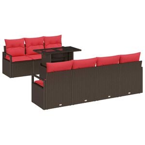 vidaXL Gartensofa-set 8 stk. Braun Poly Rattan