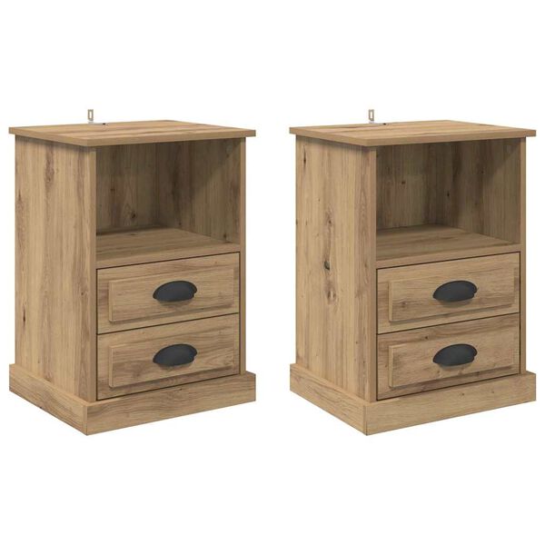 vidaXL Nachttisch 2 pcs Artisan-Eiche 36 x 43 x 60 cm Holzwerkstoff