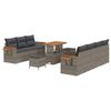 vidaXL Gartensofa-set mit Kissen 13 pcs Grau Poly-Rattan