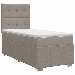 vidaXL Boxspringbett mit Matratze mit Kopfteil Taupe 90 x 200 cm Stoff
