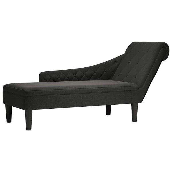 vidaXL Chaiselongue mit Kissen und Rechter Armlehne Schwarz Stoff
