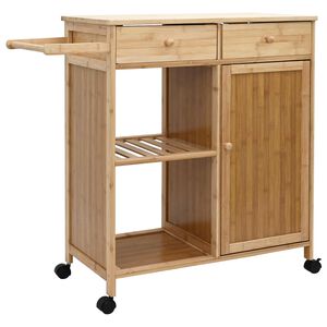 vidaXL K&uuml;chenwagen mit R&auml;dern Natur 90,5 x 36 x 86,5 cm Bambus