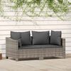 vidaXL 2-teiliges Garten-Lounge-Set mit Kissen Grau Poly Rattan